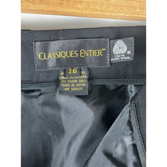 Vintage Classiques Entier 100% Wool Black Pants, Women's Size 16 - Picture 10 of 11